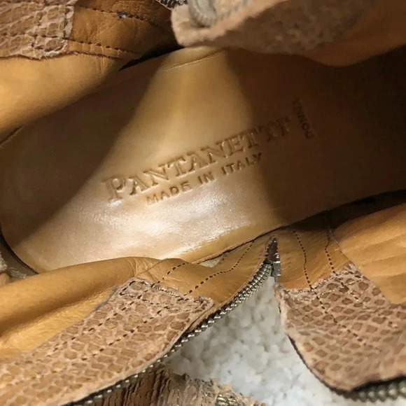 Pantanetti Python Suede Leather Boots 38 Made in Italy Exotic Designer Ankle - Picture 10 of 12